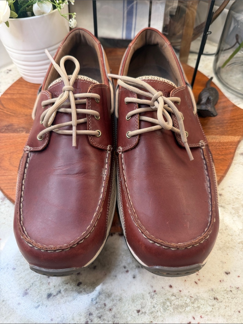 Dunham Captain Men's Leather Boat Shoes in Chestnut Brown